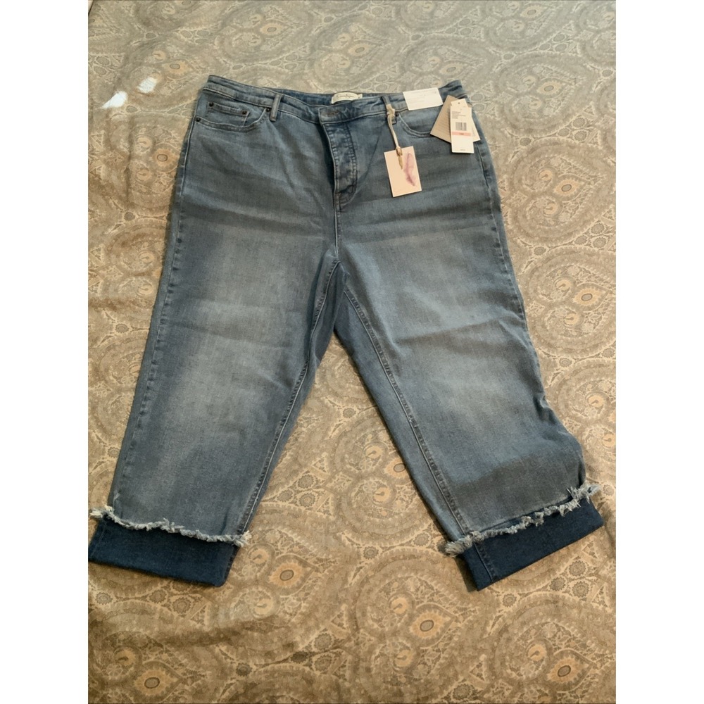 Jessica Simpson Womens High Rise Distressed Straight Leg Jeans Blue 14W 30169460